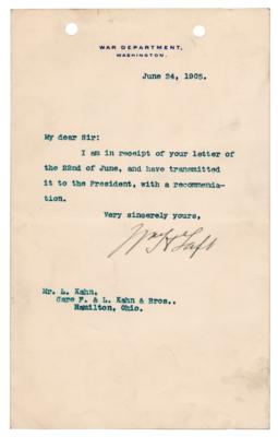 Lot #50 William H. Taft Typed Letter Signed
