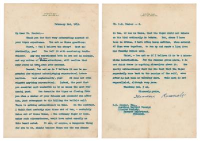 Lot #22 Theodore Roosevelt Typed Letter Signed on a Tiger Encounter in Burma - Image 1
