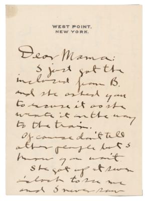 Lot #259 George S. Patton Autograph Letter Signed as a Senior at West Point - swearing his mother to secrecy about a ‘love letter’ from his future wife - Image 1