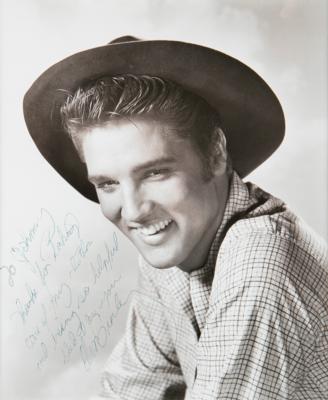 Lot #392 Elvis Presley Signed Photograph for a 'Love Me Tender' Crew Member
