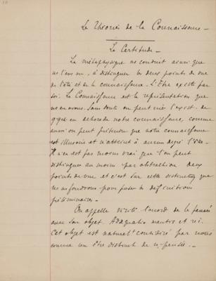 Lot #106 Henri Bergson Handwritten Manuscript on 'Theories of Knowledge' - Image 2