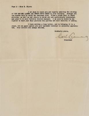 Lot #497 Carl Laemmle Typed Letter Signed - Image 2