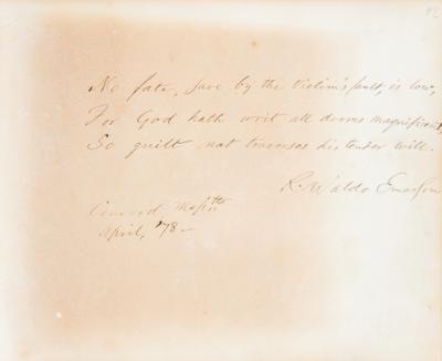 Lot #341 Ralph Waldo Emerson Autograph Quotation Signed