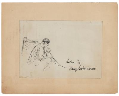 Lot #302 Max Liebermann Original Sketch -a study of his 1896 painting 'In den Dünen' - Image 1