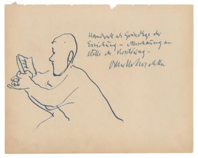 Lot #301 Oskar Kokoschka Rare Original 'Reading Figure' Sketch - Image 1