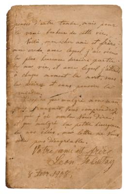 Lot #349 Leo Tolstoy Letter Signed on Politics and Religion -The solution is in the revelation of love