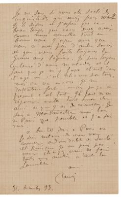 Lot #309 Pierre-Auguste Renoir Autograph Letter Signed - Image 2