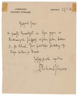 Lot #401 Richard Strauss Autograph Letter Signed