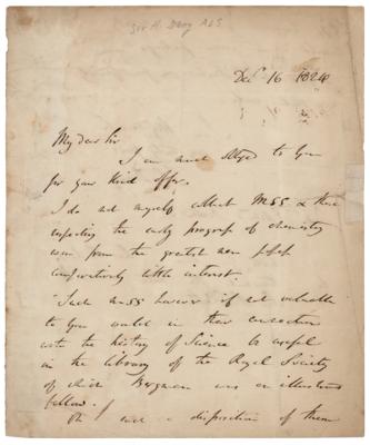 Lot #178 Humphry Davy Autograph Letter Signed on