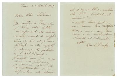 Lot #317 Raoul Dufy Autograph Letter Signed - Image 1