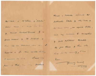 Lot #366 H. G. Wells Autograph Letter Signed on Writing Popular Fiction - Image 2