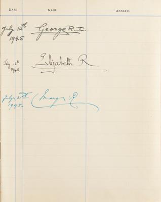 Lot #135 King George VI and British Military Notables Signed WWII Civil Resettlement Unit Guest Book - Image 1