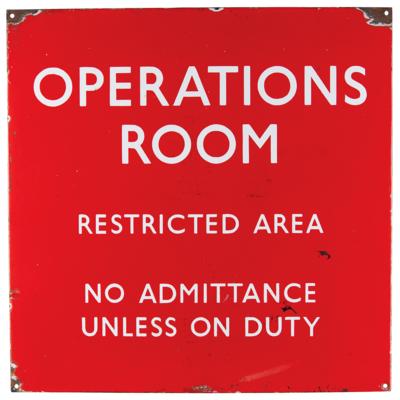 Lot #228 Battle of Britain: RAF Debden Operations Room Enameled Sign - Image 1