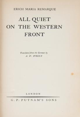 Lot #346 Erich Maria Remarque: All Quiet on the Western Front (2) Books -First English Edition and First American Edition - Image 2