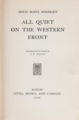 Lot #346 Erich Maria Remarque: All Quiet on the Western Front (2) Books -First English Edition and First American Edition - Image 4