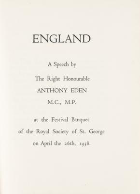 Lot #243 Anthony Eden Signed Book - 1938 Speech on War and Peace, Ultra-Rare Limited Edition of 12 - Image 3