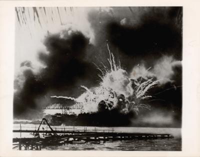 Lot #260 Pearl Harbor: 'USS Shaw Explodes' Original Photograph - Image 1