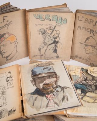 Lot #210 Lucien Jonas (8) Original WWI Drawings in Limited Edition Book Set