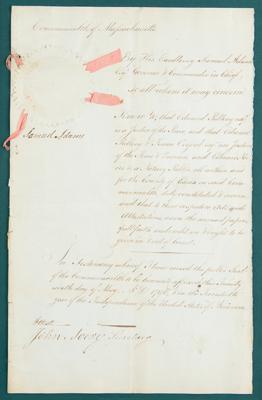 Lot #54 Samuel Adams Document Signed as Governor of Massachusetts - Image 2