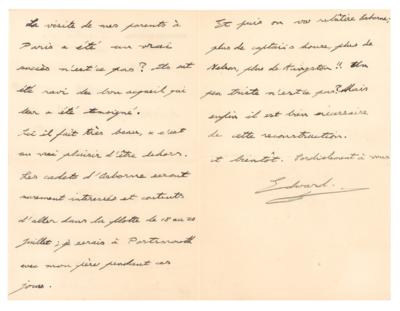 Lot #155 King Edward VIII Autograph Letter Signed - On the State Visit of His Parents, King George V and Queen Mary - Image 2