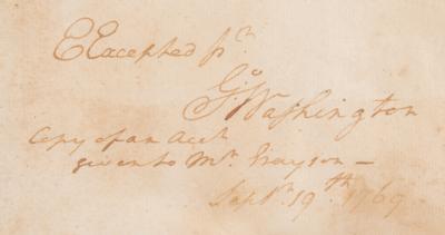 Lot #1 George Washington Autograph Document Signed - a 1769 handwritten Mount Vernon financial ledger listing security on “Lands and Negroes” - Image 3