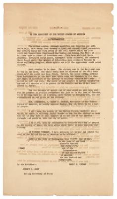 Lot #271 World War II: V-E Day Proclamation White House Press Release - Image 2