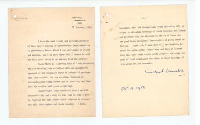 Lot #237 Winston Churchill Typed Letter Signed on Trade Unions and Socialism - Image 2