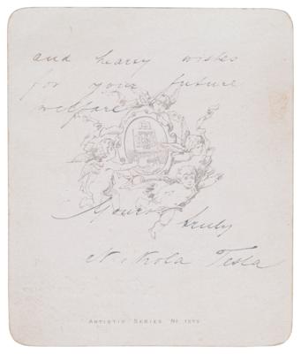 Lot #104 Nikola Tesla Signed Greeting Card - Image 1