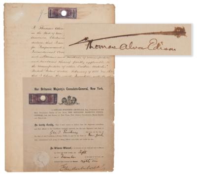 Lot #551 Thomas Edison Document Signed for Light