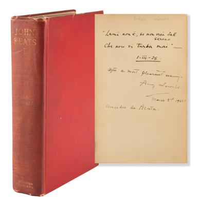 Lot #6194 Amy Lowell Signed Book - John Keats - Image 1