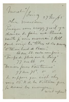 Lot #6032 Alfred Sisley Autograph Letter Signed
