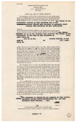 Lot #6145 John Steinbeck Signed Contract and Typed Letter Signed for 'The Winter of Our Discontent' - Image 6