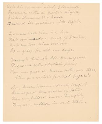 Lot #6102 Julia Ward Howe Autograph Manuscript Signed for a Poem Honoring Henry Ward Beecher - Image 3