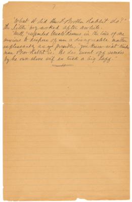 Lot #6099 Joel Chandler Harris Handwritten Manuscript for 'Br'er Wolf Falls a Victim' - Image 8