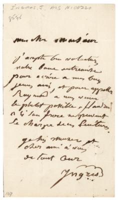 Lot #6016 Jean Auguste Ingres Autograph Letter