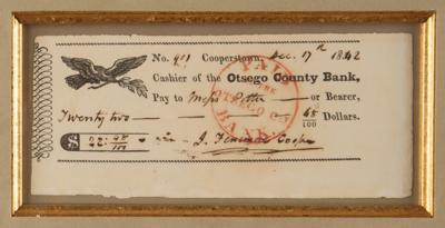 Lot #6169 James Fenimore Cooper Signed Check - Image 2