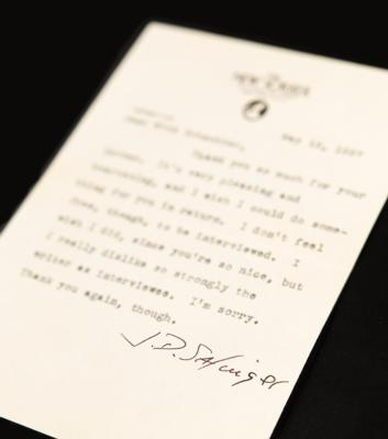 Lot #6135 J. D. Salinger Typed Letter Signed