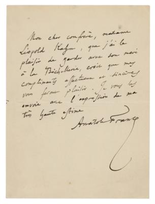 Lot #6176 Anatole France Autograph Letter Signed