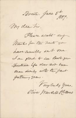 Lot #6182 Oliver Wendell Holmes, Sr. Autograph Letter Signed - Image 1