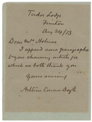 Lot #6172 Arthur Conan Doyle Autograph Letter