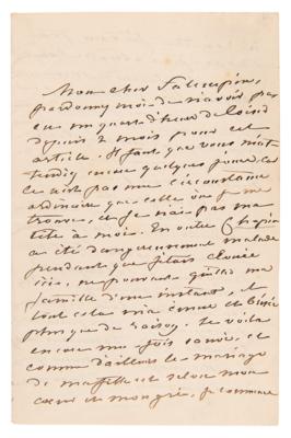 Lot #6136 George Sand Autograph Letter Signed on Frederic Chopin - Image 1