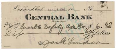 Lot #6191 Jack London Signed Check