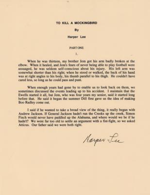 Lot #6189 Harper Lee Signed Souvenir Typescript