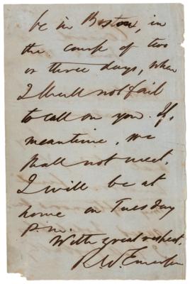 Lot #6173 Ralph Waldo Emerson Autograph Letter Signed - Image 2