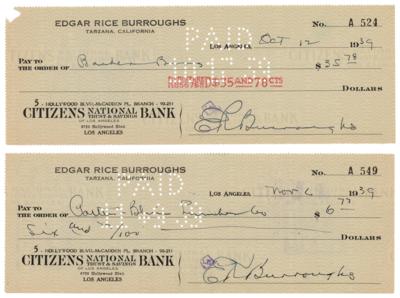 Lot #6162 Edgar Rice Burroughs (2) Signed Checks