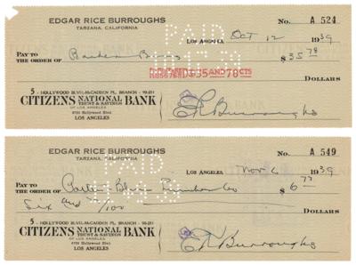 Lot #6162 Edgar Rice Burroughs (2) Signed Checks - Image 1