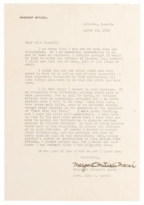 Lot #6127 Margaret Mitchell Typed Letter Signed on 'Gone With the Wind' and Speaking Engagements - Image 1