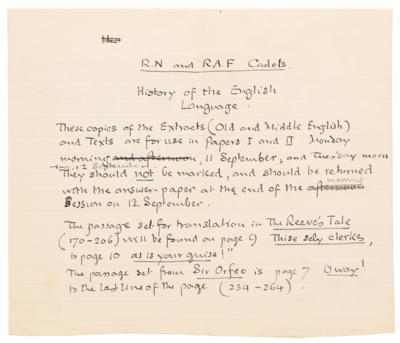 Lot #6153 J. R. R. Tolkien's Personal 'Introduction to Philosophy' Book and Handwritten Notes for Royal Navy and Air Force Cadet Courses - Image 8