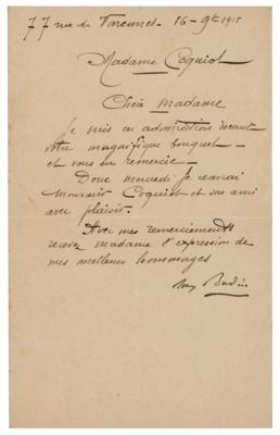 Lot #6061 Auguste Rodin Letter Signed