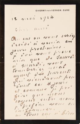 Lot #6023 Claude Monet Autograph Letter Signed